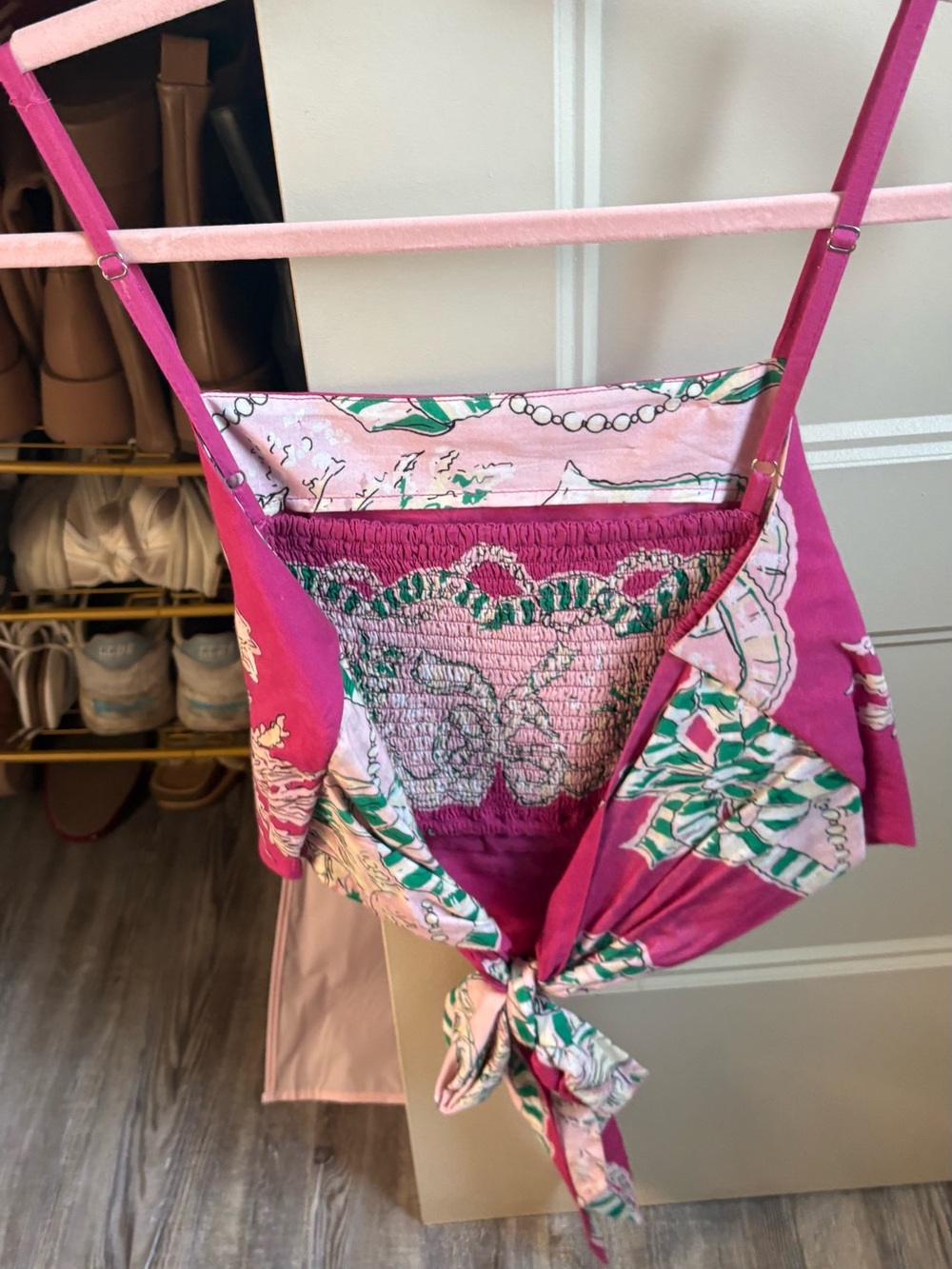 Fuchsia Floral Tie-Front Cami Top - Picture 2 of 2